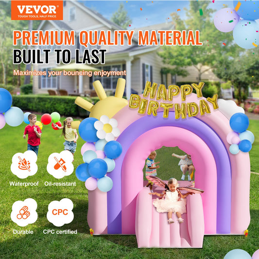 Inflatable Bounce House, Indoor Outdoor Playhouse Trampoline, Kid Jumping Bouncer with Blower, Slide, Storage V952-CQCBBHYC6PFMU2TRRV3