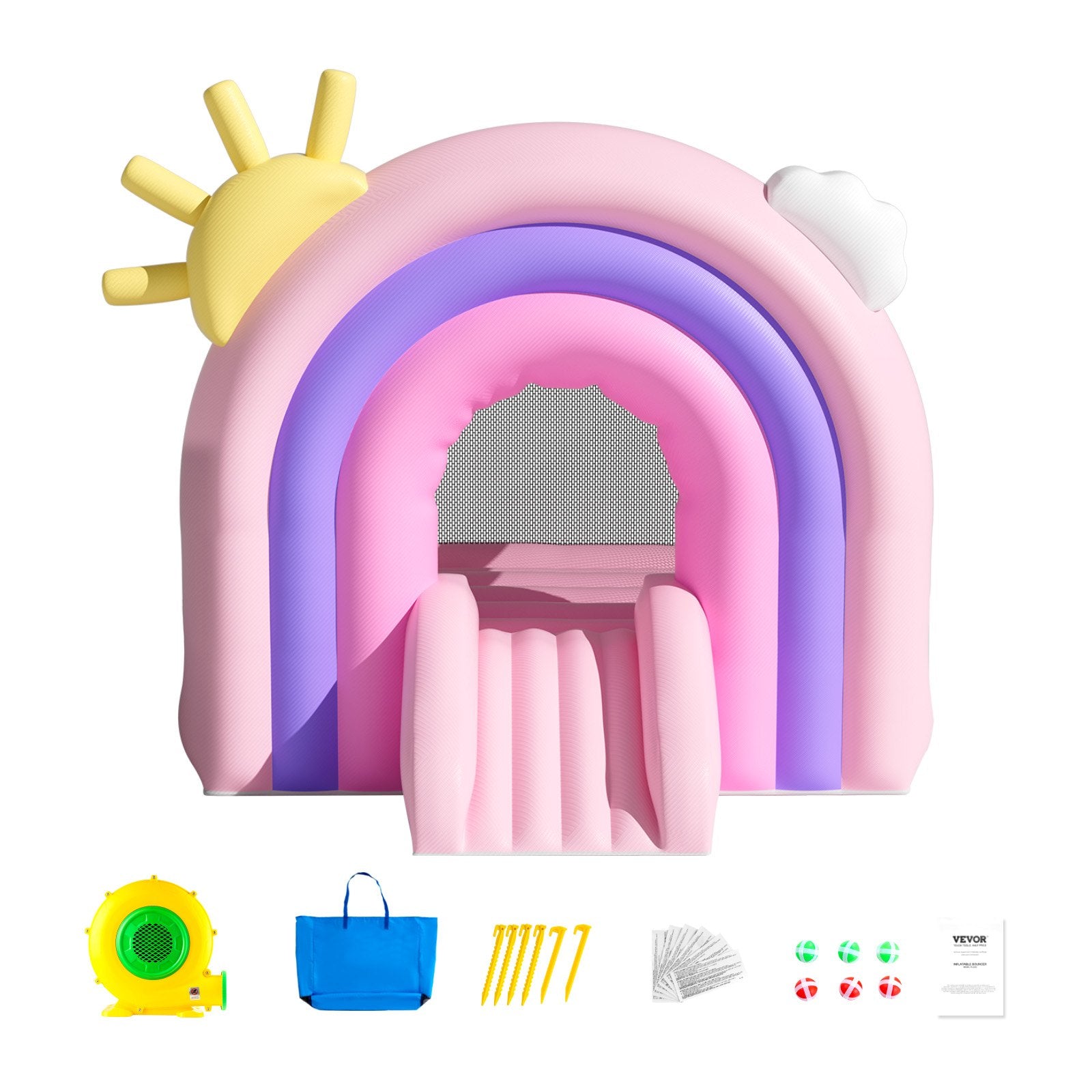 Inflatable Bounce House, Indoor Outdoor Playhouse Trampoline, Kid Jumping Bouncer with Blower, Slide, Storage V952-CQCBBHYC6PFMU2TRRV3
