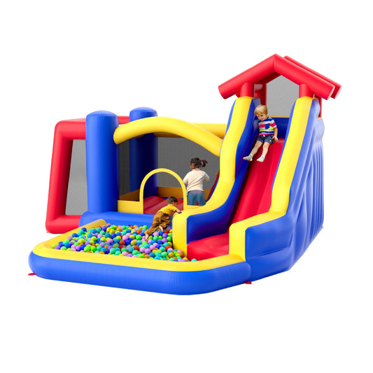 Inflatable Bounce House, Outdoor High Quality Playhouse Trampoline, Jumping Bouncer with Blower, Slide, and V952-CQCBBHYC910PNGK5GV3