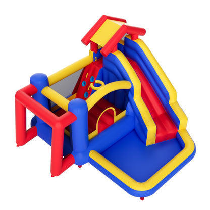 Inflatable Bounce House, Outdoor High Quality Playhouse Trampoline, Jumping Bouncer with Blower, Slide, and V952-CQCBBHYC910PNGK5GV3