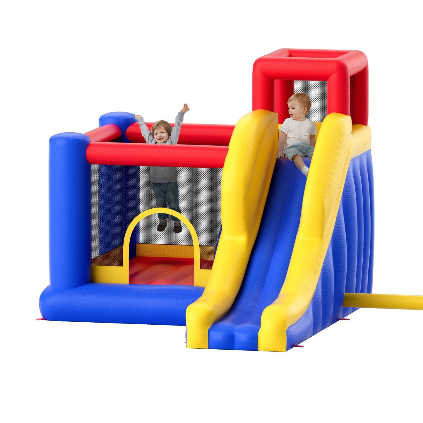 Inflatable Bounce House, Outdoor High Quality Playhouse Trampoline, Jumping Bouncer with Blower, Slide, and V952-CQCBBHYC910PO49AIV3