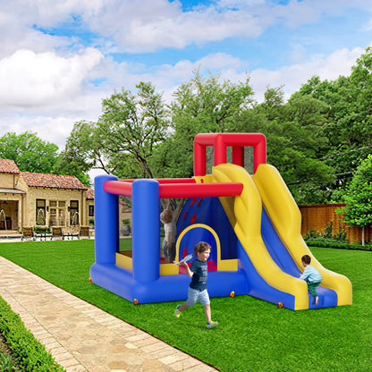 Inflatable Bounce House, Outdoor High Quality Playhouse Trampoline, Jumping Bouncer with Blower, Slide, and V952-CQCBBHYC910PO49AIV3