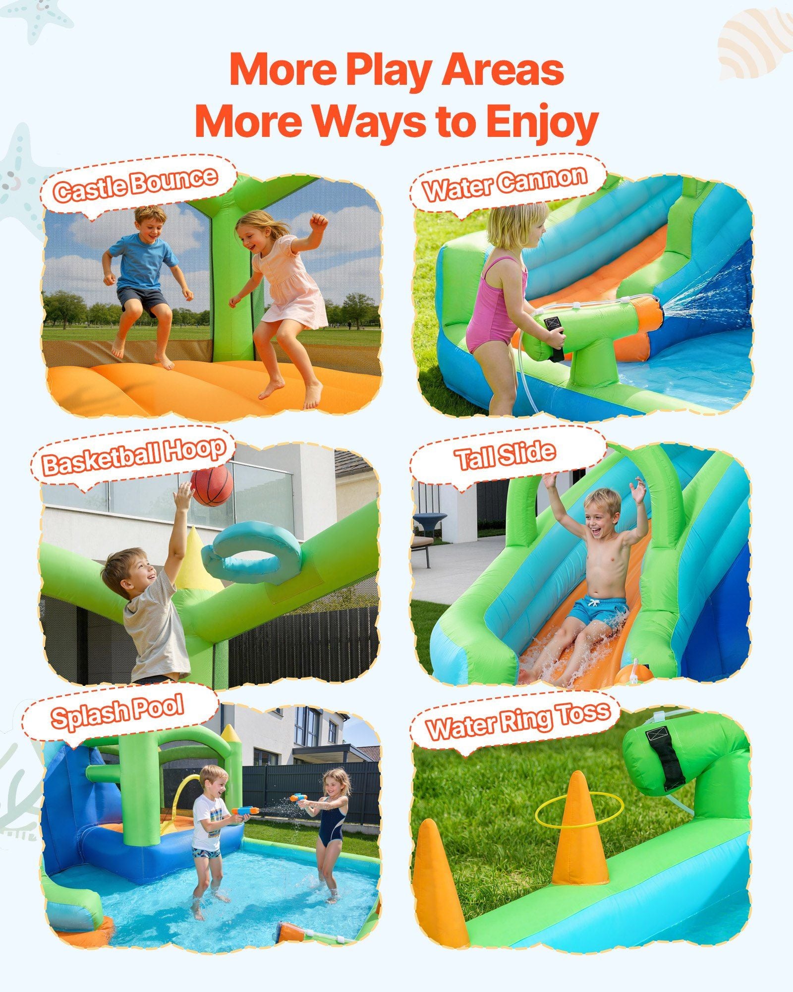 Inflatable Bounce House, 3.4 x 3.74 x 2.13 m Inflatable Bounce House Water Slide, Bouncer Castle with Castle V952-CQCBKWSLXSCG0IQ90001V3