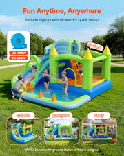 Inflatable Bounce House, 3.4 x 3.74 x 2.13 m Inflatable Bounce House Water Slide, Bouncer Castle with Castle V952-CQCBKWSLXSCG0IQ90001V3