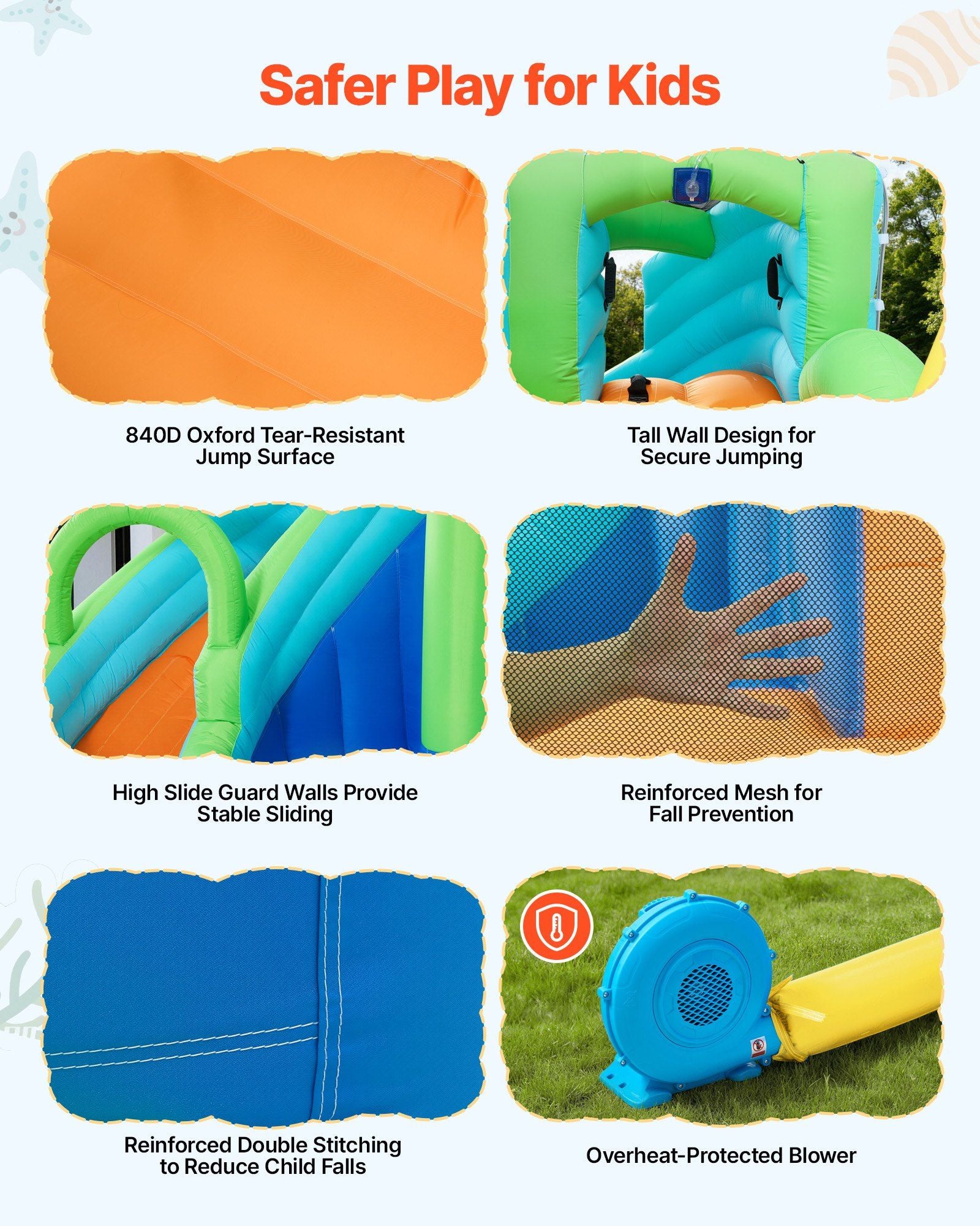 Inflatable Bounce House, 3.4 x 3.74 x 2.13 m Inflatable Bounce House Water Slide, Bouncer Castle with Castle V952-CQCBKWSLXSCG0IQ90001V3