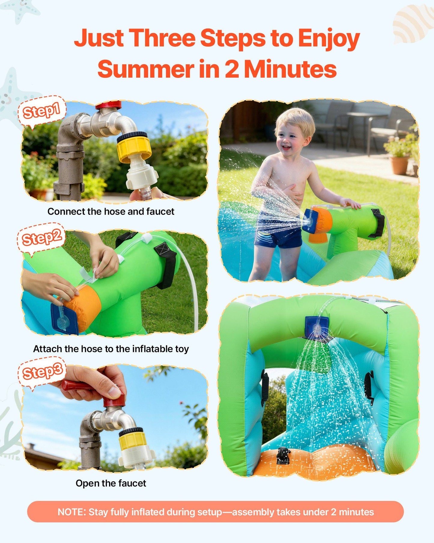 Inflatable Bounce House, 3.4 x 3.74 x 2.13 m Inflatable Bounce House Water Slide, Bouncer Castle with Castle V952-CQCBKWSLXSCG0IQ90001V3