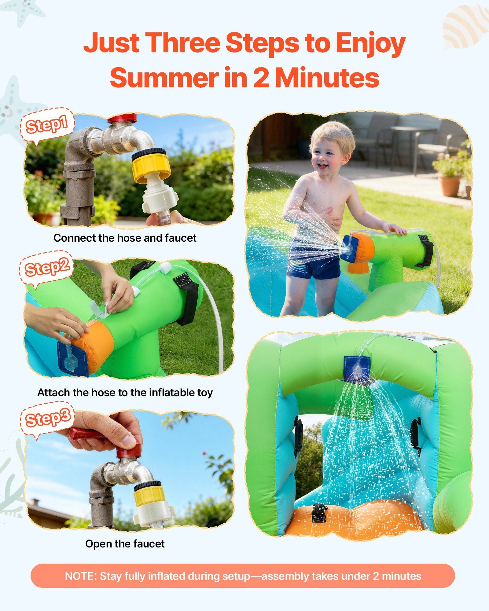 Inflatable Bounce House, 3.4 x 3.74 x 2.13 m Inflatable Bounce House Water Slide, Bouncer Castle with Castle V952-CQCBKWSLXSCG0IQ90001V3