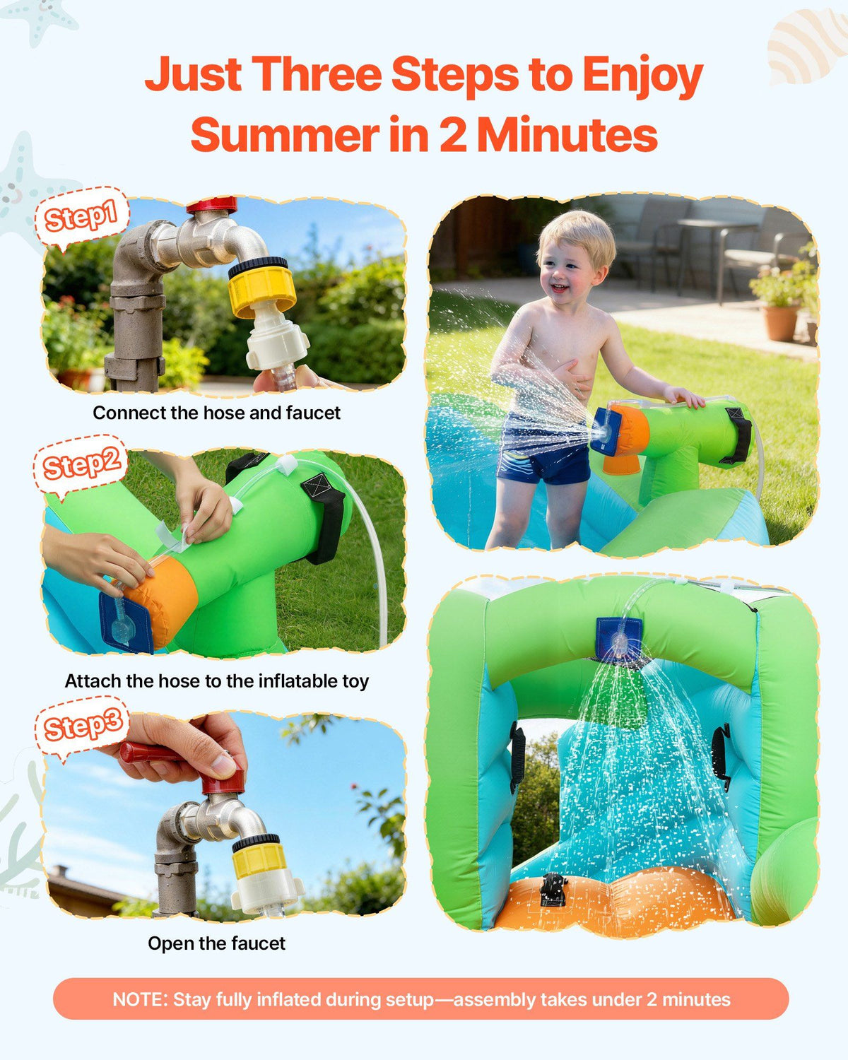 Inflatable Bounce House, 3.4 x 3.74 x 2.13 m Inflatable Bounce House Water Slide, Bouncer Castle with Castle V952-CQCBKWSLXSCG0IQ90001V3