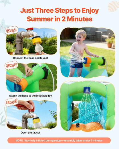 Inflatable Bounce House, 3.4 x 3.74 x 2.13 m Inflatable Bounce House Water Slide, Bouncer Castle with Castle V952-CQCBKWSLXSCG0IQ90001V3