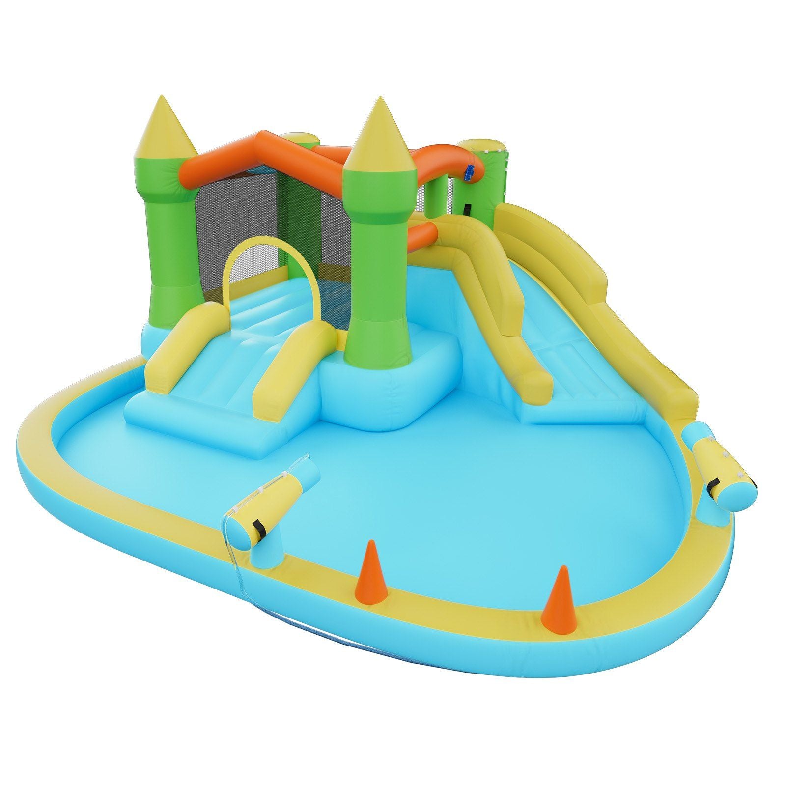 Inflatable Bounce House, 3.82 x 3.98 x 1.97 m Inflatable Bounce House Water Slide, Bouncer Castle with Castle V952-CQCBKWSLXSCXQDNIX001V3