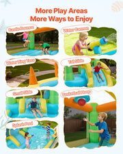 Inflatable Bounce House, 3.82 x 3.98 x 1.97 m Inflatable Bounce House Water Slide, Bouncer Castle with Castle V952-CQCBKWSLXSCXQDNIX001V3