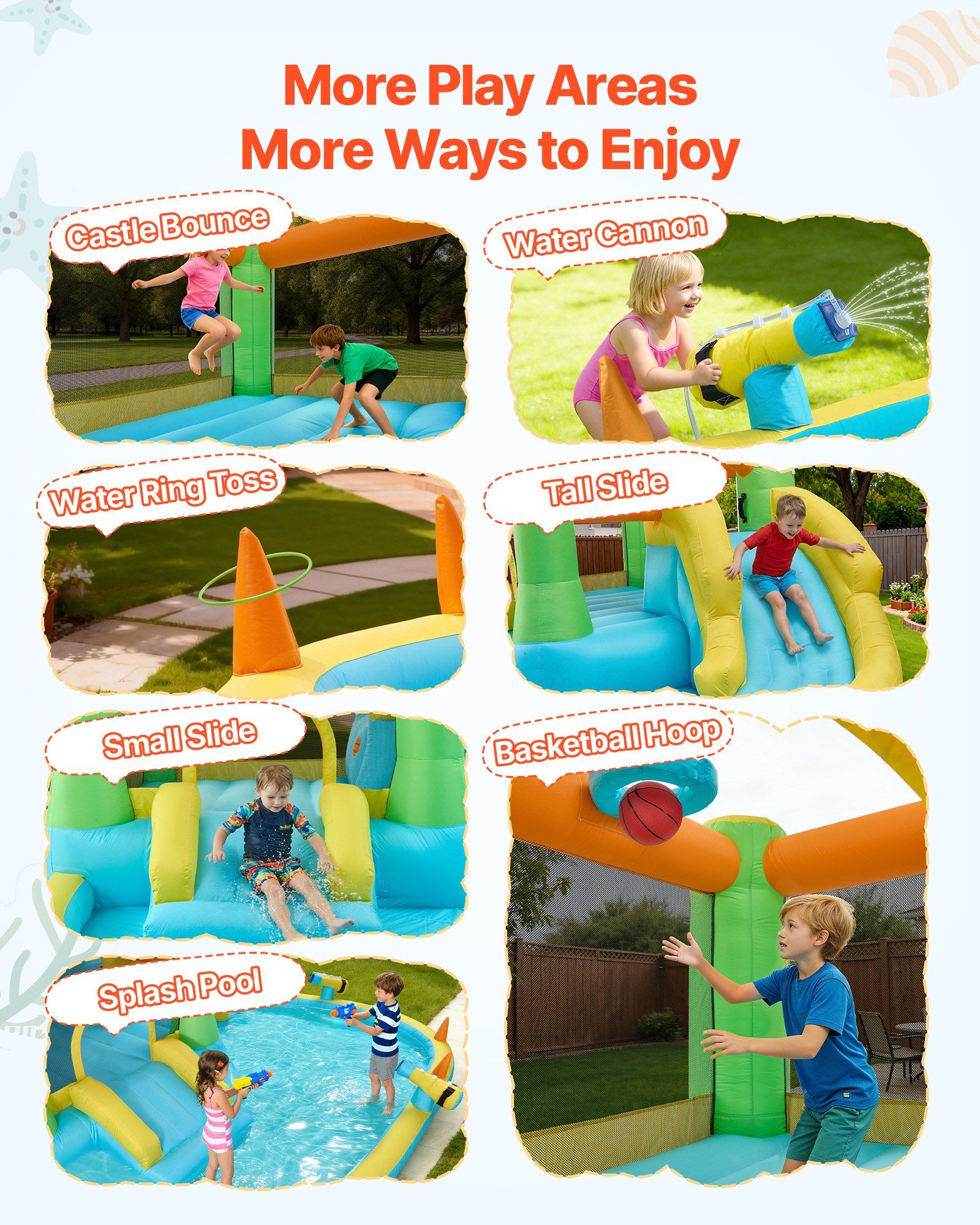 Inflatable Bounce House, 3.82 x 3.98 x 1.97 m Inflatable Bounce House Water Slide, Bouncer Castle with Castle V952-CQCBKWSLXSCXQDNIX001V3