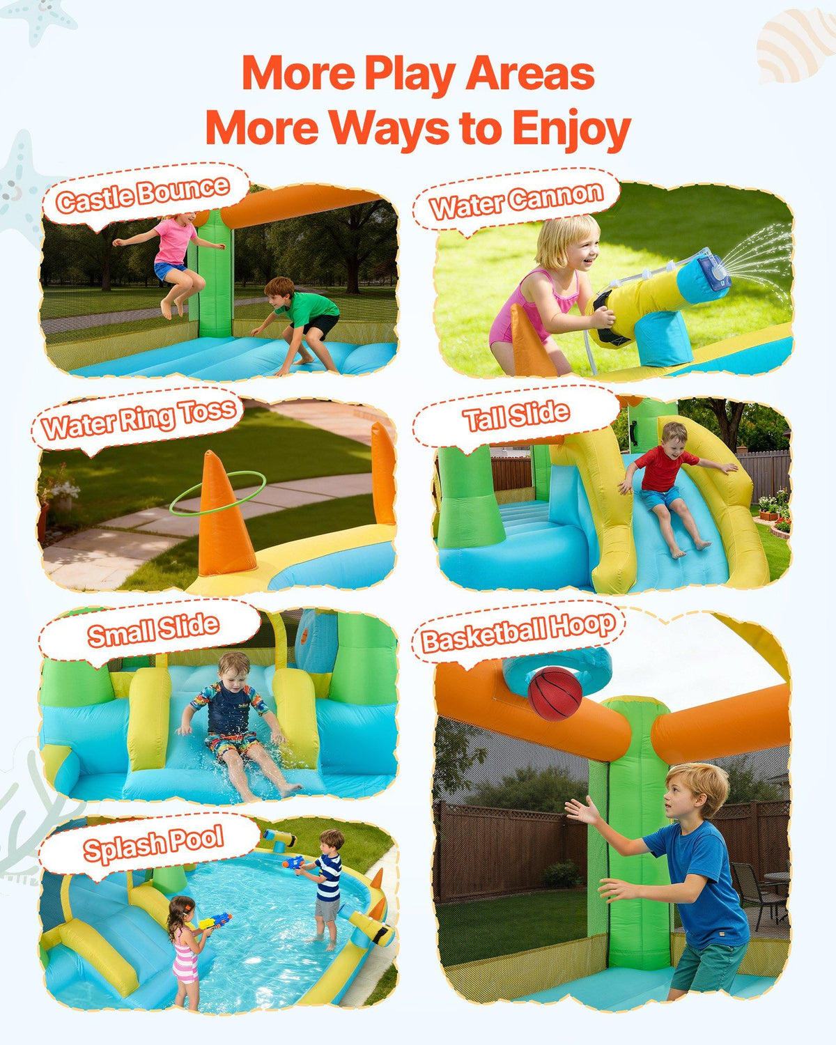 Inflatable Bounce House, 3.82 x 3.98 x 1.97 m Inflatable Bounce House Water Slide, Bouncer Castle with Castle V952-CQCBKWSLXSCXQDNIX001V3