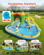 Inflatable Bounce House, 3.82 x 3.98 x 1.97 m Inflatable Bounce House Water Slide, Bouncer Castle with Castle V952-CQCBKWSLXSCXQDNIX001V3