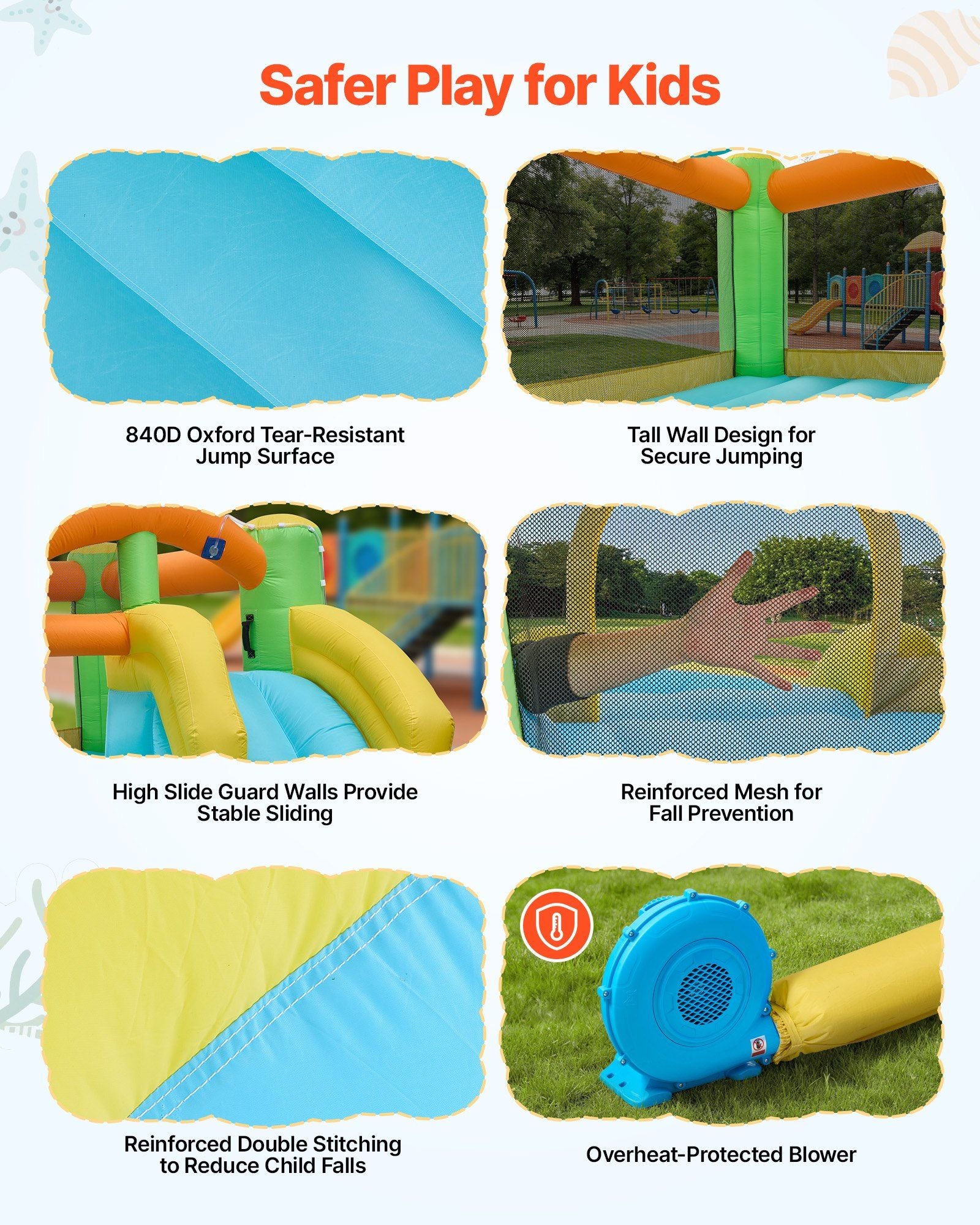 Inflatable Bounce House, 3.82 x 3.98 x 1.97 m Inflatable Bounce House Water Slide, Bouncer Castle with Castle V952-CQCBKWSLXSCXQDNIX001V3
