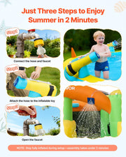 Inflatable Bounce House, 3.82 x 3.98 x 1.97 m Inflatable Bounce House Water Slide, Bouncer Castle with Castle V952-CQCBKWSLXSCXQDNIX001V3