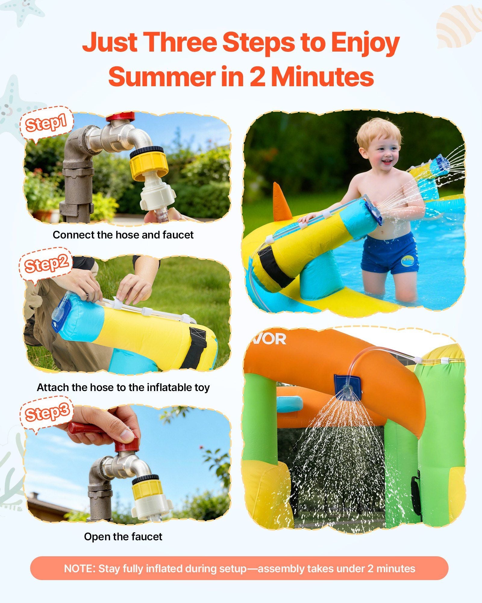 Inflatable Bounce House, 3.82 x 3.98 x 1.97 m Inflatable Bounce House Water Slide, Bouncer Castle with Castle V952-CQCBKWSLXSCXQDNIX001V3