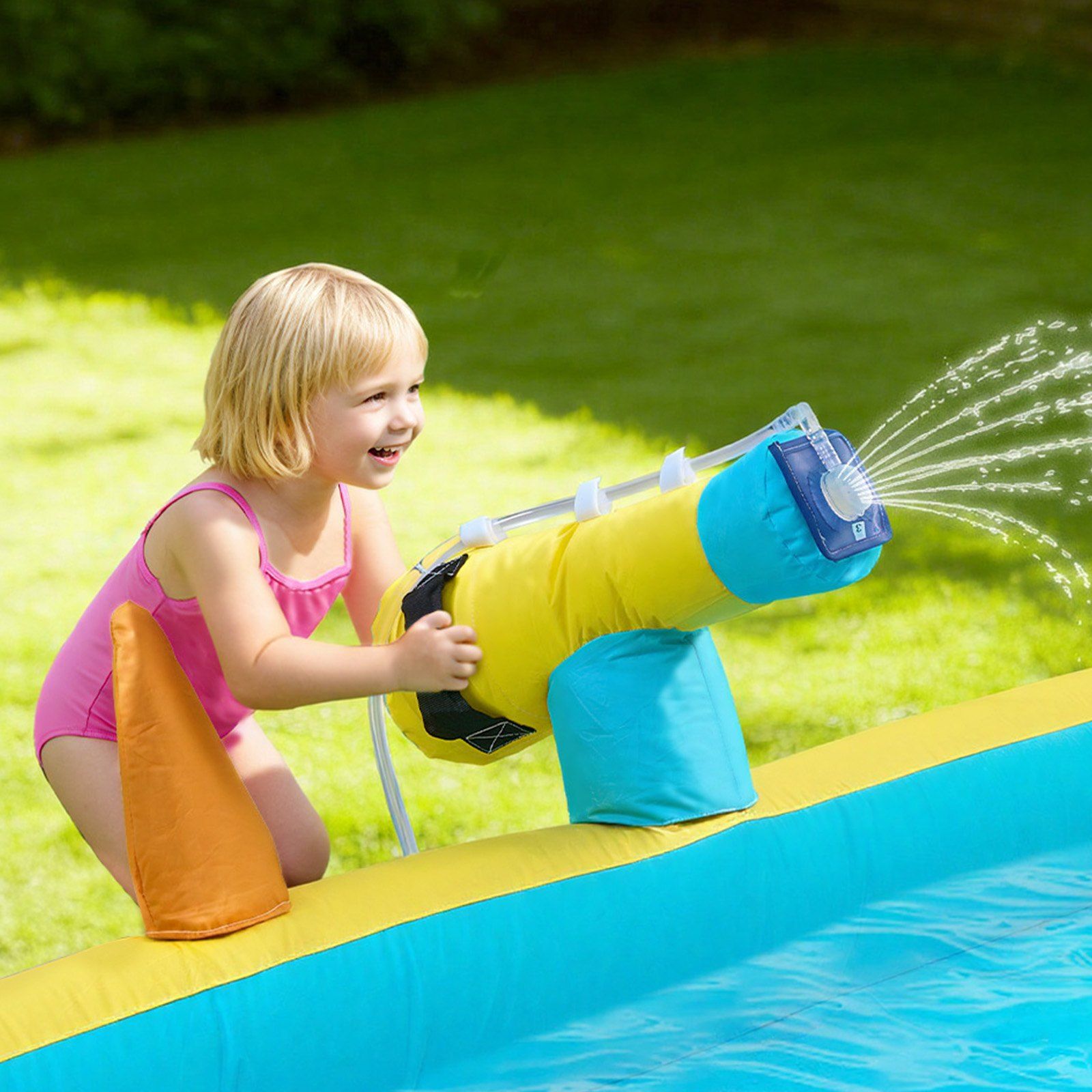 Inflatable Bounce House, 3.82 x 3.98 x 1.97 m Inflatable Bounce House Water Slide, Bouncer Castle with Castle V952-CQCBKWSLXSCXQDNIX001V3