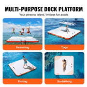 Inflatable Floating Dock, 10 x 10FT Inflatable Dock Platform, Non-Slip Water Floating Dock Mat with Portable V952-CQFT10X6FTBJGZ8S7V0