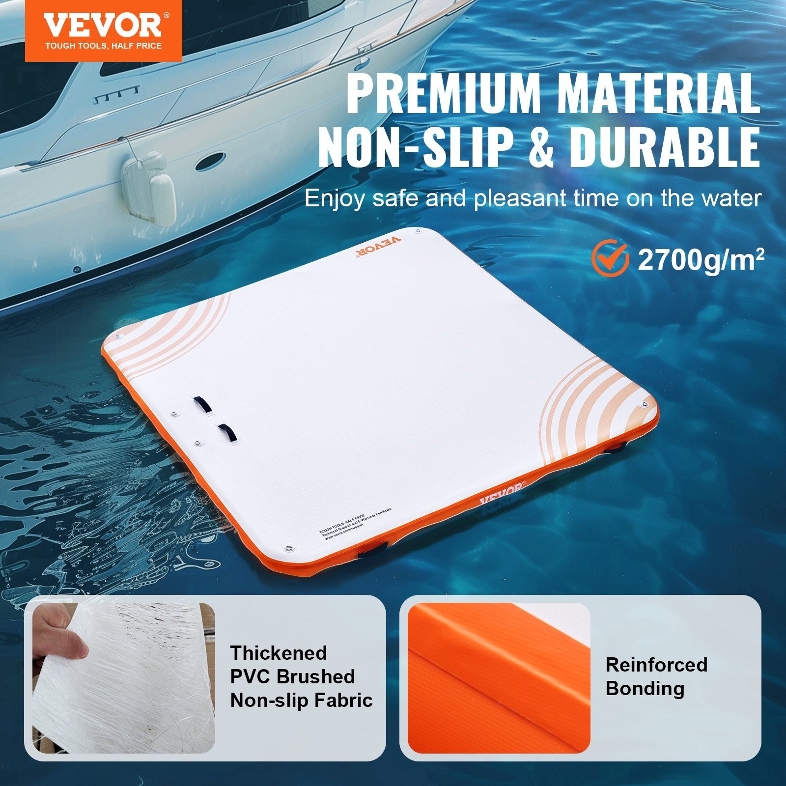 Inflatable Floating Dock, 7 x 7FT Inflatable Dock Platform, Non-Slip Water Floating Dock Mat with Portable V952-CQFT7X7FTBJHTBHI7V0