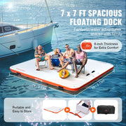 Inflatable Floating Dock, 7 x 7FT Inflatable Dock Platform, Non-Slip Water Floating Dock Mat with Portable V952-CQFT7X7FTBJHTBHI7V0
