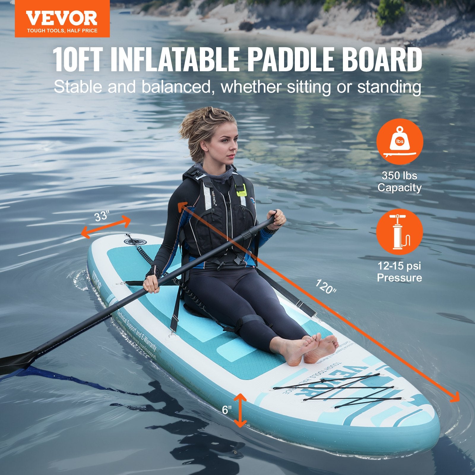 Inflatable Stand Up Paddle Board, 152 mm SUP Paddleboard with Removable Kayak Seat, Board Accessories, Pump, V952-CQJBDZYKDZYKM6UX7V0