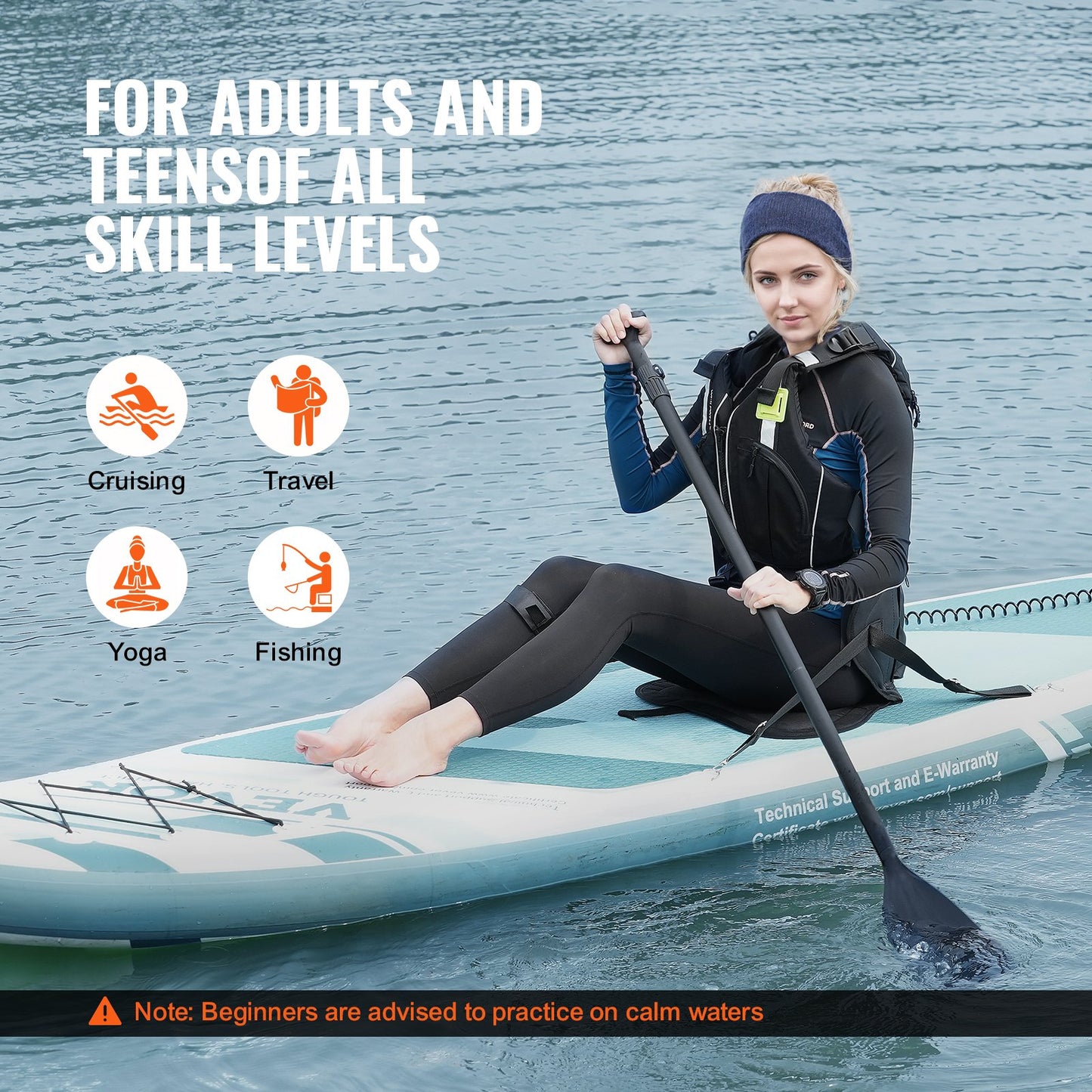 Inflatable Stand Up Paddle Board, 152 mm SUP Paddleboard with Removable Kayak Seat, Board Accessories, Pump, V952-CQJBDZYKDZYKM6UX7V0