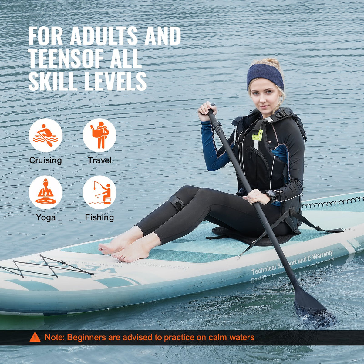 Inflatable Stand Up Paddle Board, 152 mm SUP Paddleboard with Removable Kayak Seat, Board Accessories, Pump, V952-CQJBDZYKDZYKM6UX7V0