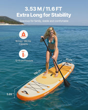 Inflatable Stand Up Paddle Board, 3.53m x 89cm x 15cm Wide Ultra-Light SUP Paddleboard, All Accessories V952-CQJBPTK116FTSGCXH001V0