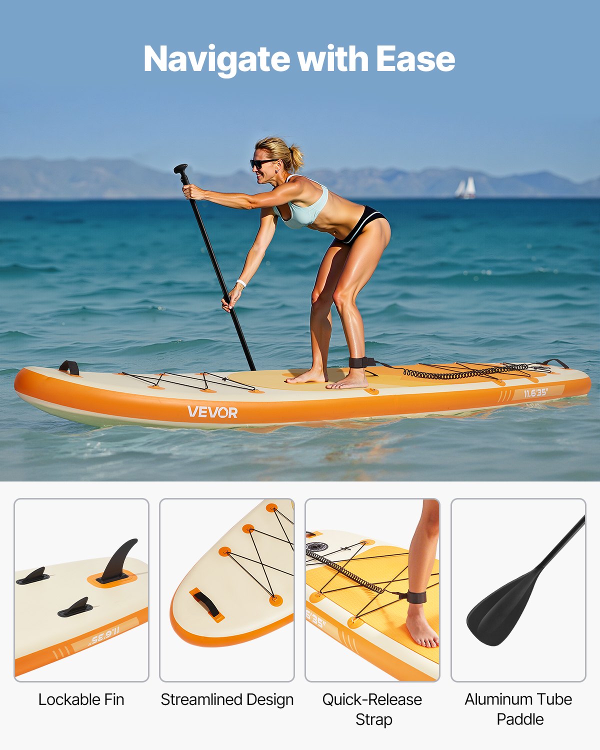 Inflatable Stand Up Paddle Board, 3.53m x 89cm x 15cm Wide Ultra-Light SUP Paddleboard, All Accessories V952-CQJBPTK116FTSGCXH001V0