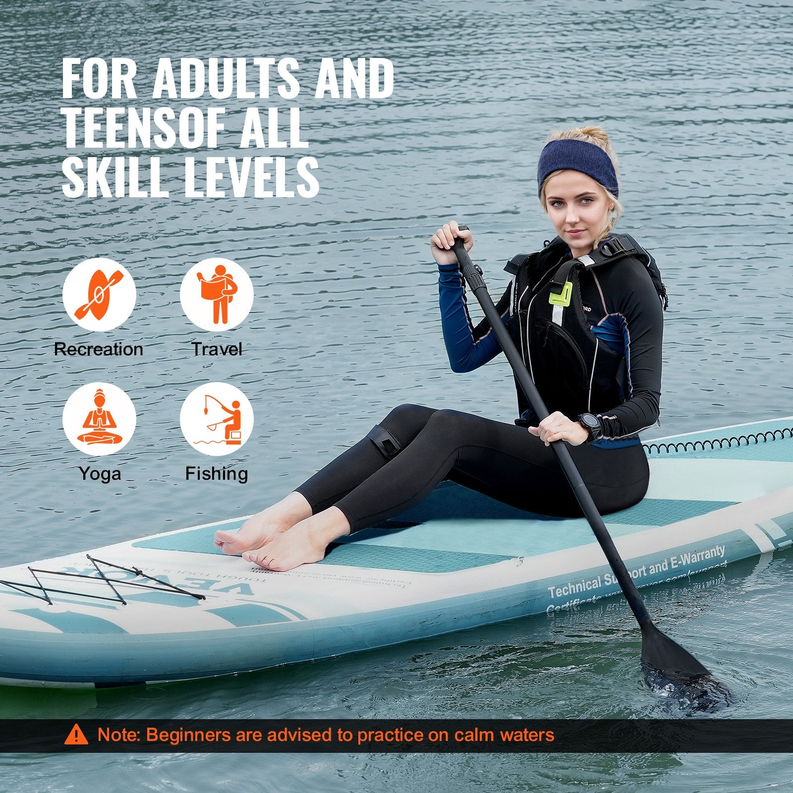 Inflatable Stand Up Paddle Board, 152 mm Wide SUP Paddleboard, with Board Accessories, Pump, Paddle, Fin, V952-CQJBPTKPTKBL13VK8V0