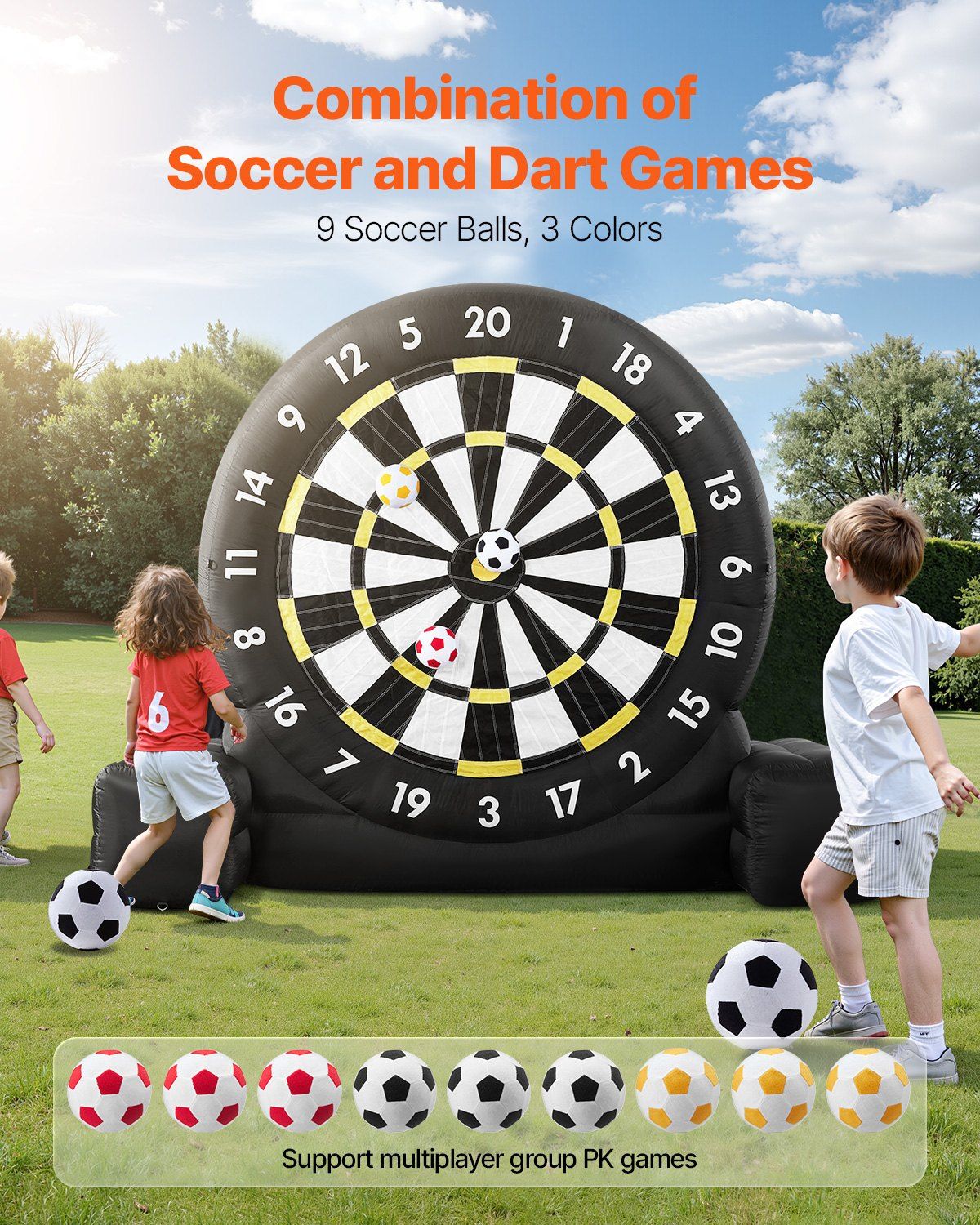 Inflatable Soccer Dart Board, over 2.5 m High Giant Soccer Dart Board with 9 Kick Balls & Air Pump, 2-Minutes V952-CQJXZQFB25MMNUSSW001V3