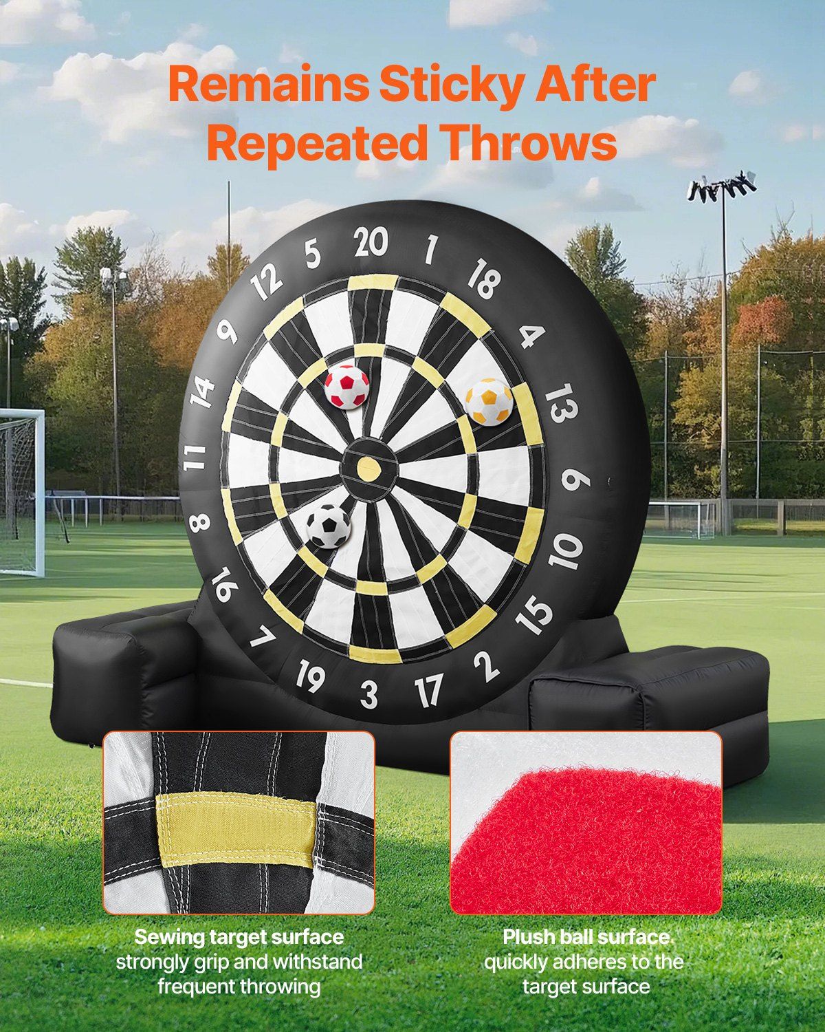 Inflatable Soccer Dart Board, over 2.5 m High Giant Soccer Dart Board with 9 Kick Balls & Air Pump, 2-Minutes V952-CQJXZQFB25MMNUSSW001V3