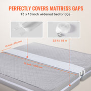 Bed Bridge King Bed Converter Kit Metal Buckle and Storage Bag 75"L x 10"W V952-CQL75W10INCH8JTJSV0