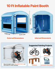 Inflatable Paint Booth, 3 x 2.5 x 2.5 m, Inflatable Spray Booth with 550W Powerful Blower and Air Filter V952-CQSPQF108585RHWTN001V3