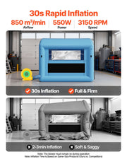 Inflatable Paint Booth, 3 x 2.5 x 2.5 m, Inflatable Spray Booth with 550W Powerful Blower and Air Filter V952-CQSPQF108585RHWTN001V3