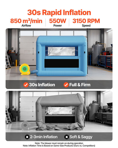 Inflatable Paint Booth, 3 x 2.5 x 2.5 m, Inflatable Spray Booth with 550W Powerful Blower and Air Filter V952-CQSPQF108585RHWTN001V3