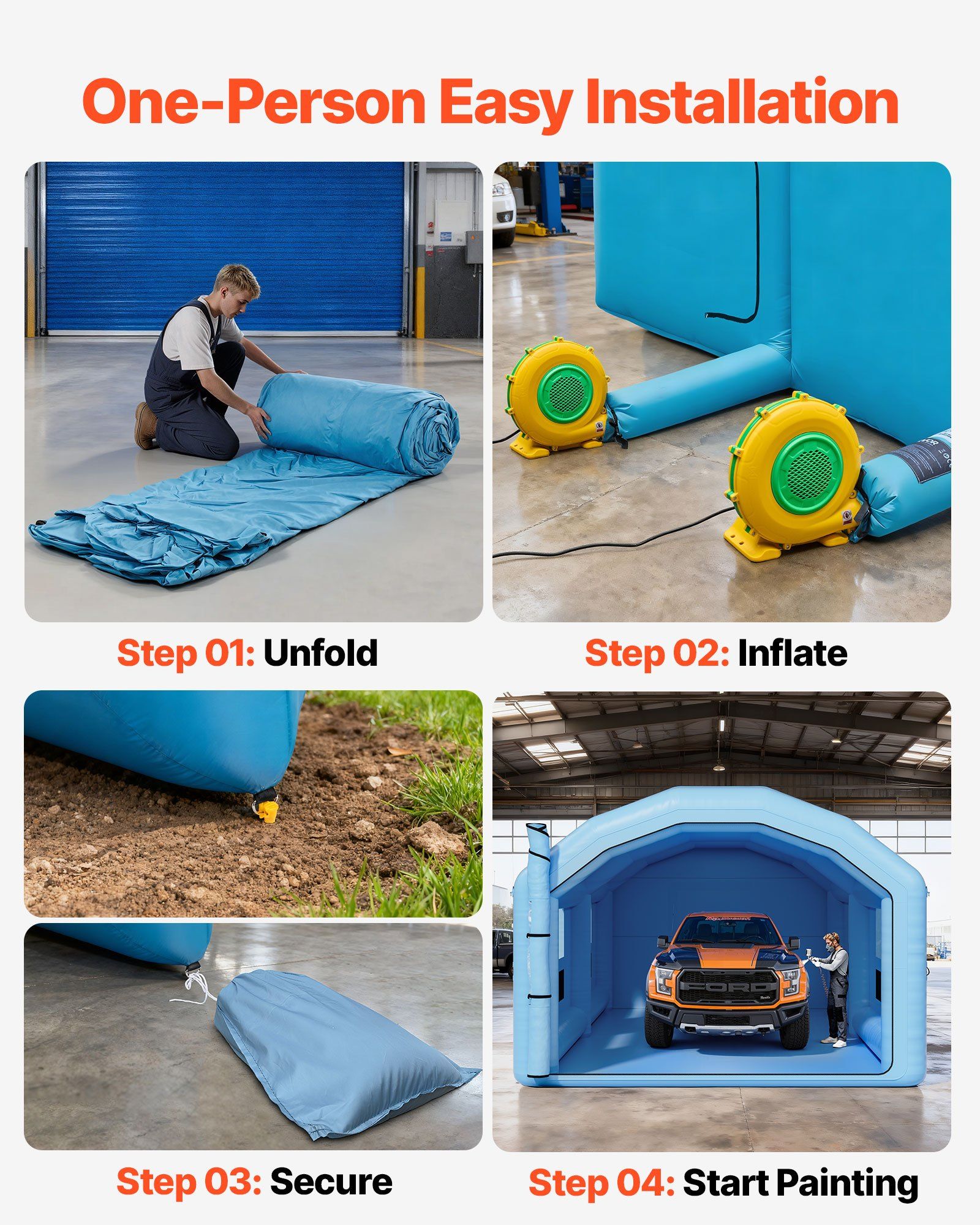 Inflatable Paint Booth, 10 x 6 x 4 m, Inflatable Spray Booth with 950W and 1100W Blowers and Air Filter V952-CQSPQF332013DWJNH001V3