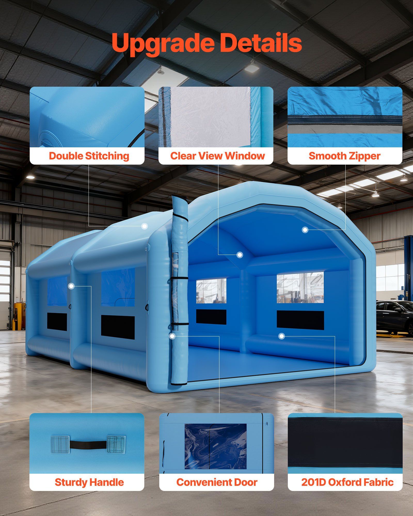 Inflatable Paint Booth, 10 x 6 x 4 m, Inflatable Spray Booth with 950W and 1100W Blowers and Air Filter V952-CQSPQF332013DWJNH001V3