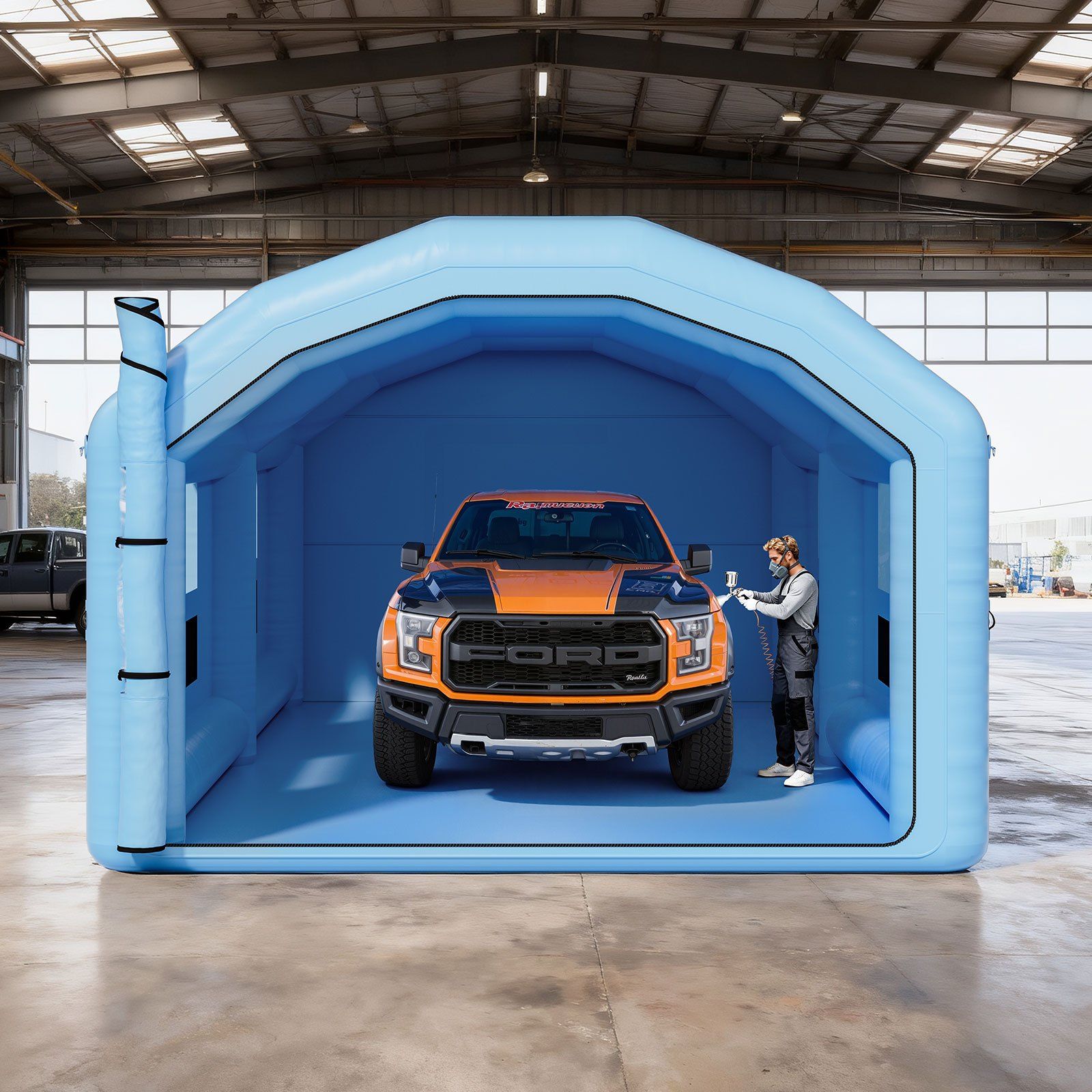 Inflatable Paint Booth, 10 x 6 x 4 m, Inflatable Spray Booth with 950W and 1100W Blowers and Air Filter V952-CQSPQF332013DWJNH001V3