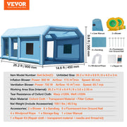 Inflatable Paint Booth 26.2x14.8x9.8ft Inflatable Spray Booth 950W+750W V952-CQSPQFLSKCGLK7J8AV3