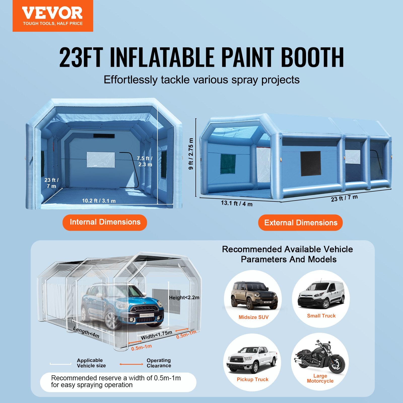 Inflatable Paint Booth 23x13.1x9ft Inflatable Spray Booth 750W+480W Blower V952-CQSPQFLSKCGLKCDG9V3