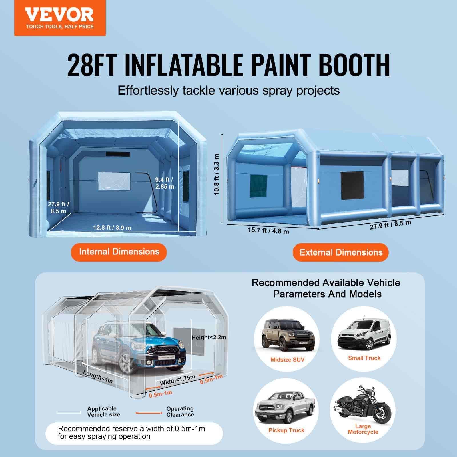 Inflatable Paint Booth 27.9x15.7x10.8ft Inflatable Spray Booth 950W+750W V952-CQSPQFLSKCGLKHRPRV3