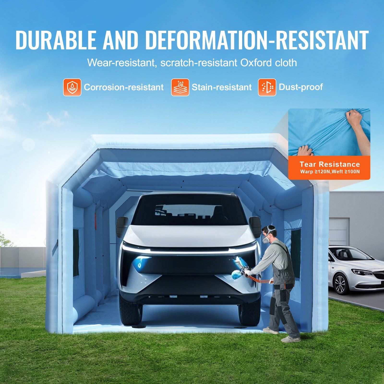 Inflatable Paint Booth, 32.8 x 21 x 14.8 ft Inflatable Spray Booth, with 1100W+750W Powerful Blowers and Air V952-CQSPQFLSKCGLKJFV4V3