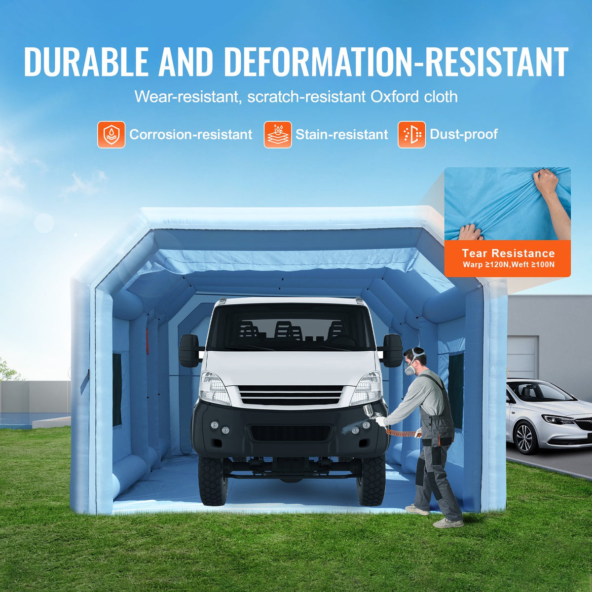 Inflatable Paint Booth 29.5x15.7x11.8ft Inflatable Spray Booth 950W+750W V952-CQSPQFLSKCGLKV62LV3