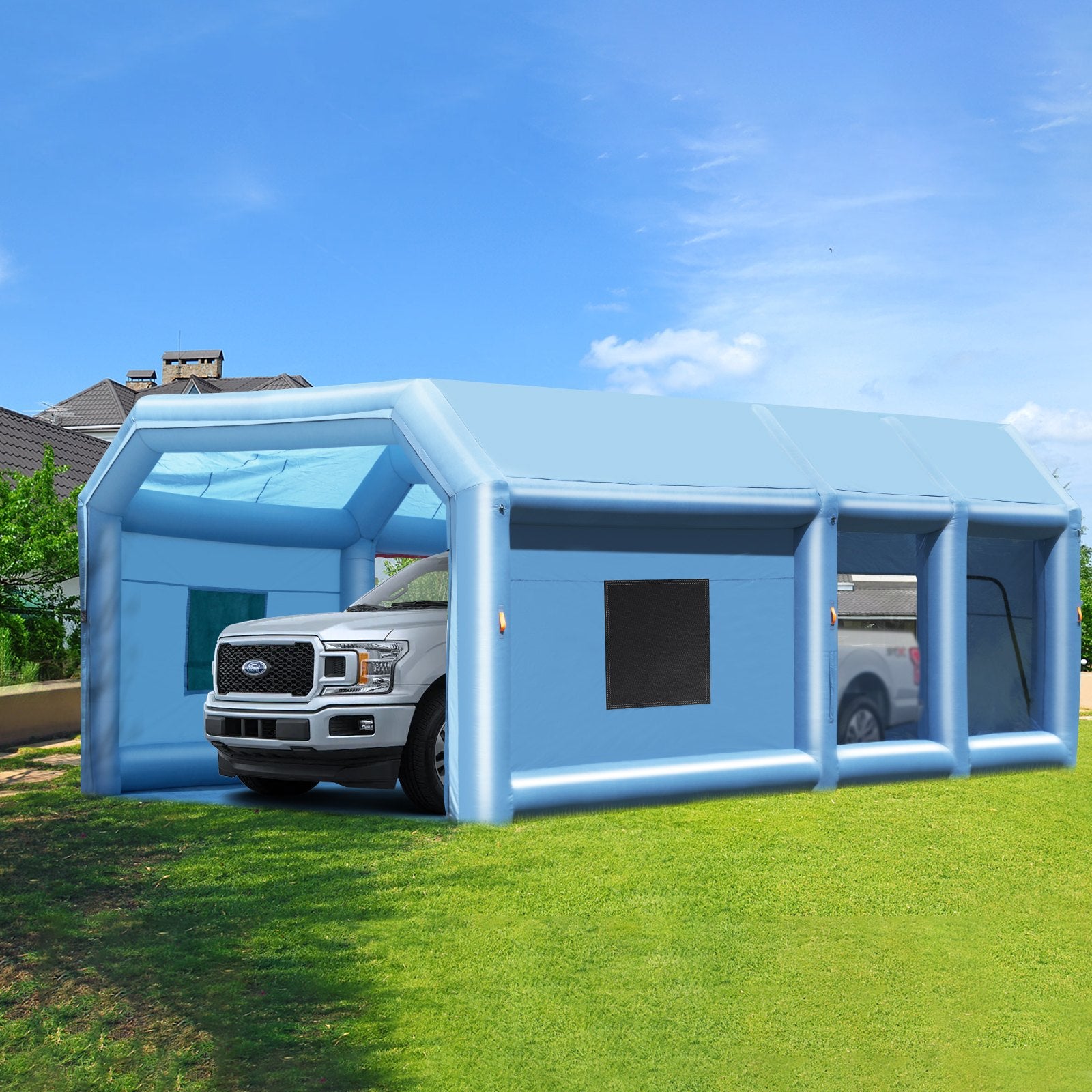 Inflatable Paint Booth 29.5x15.7x11.8ft Inflatable Spray Booth 950W+750W V952-CQSPQFLSKCGLKV62LV3