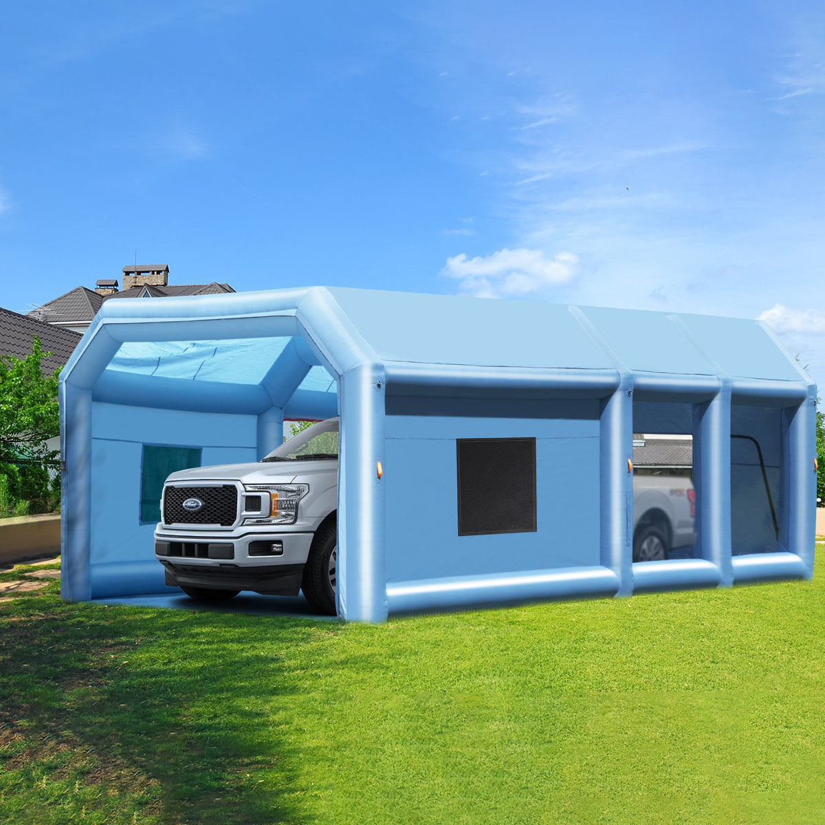Inflatable Paint Booth 29.5x15.7x11.8ft Inflatable Spray Booth 950W+750W V952-CQSPQFLSKCGLKV62LV3
