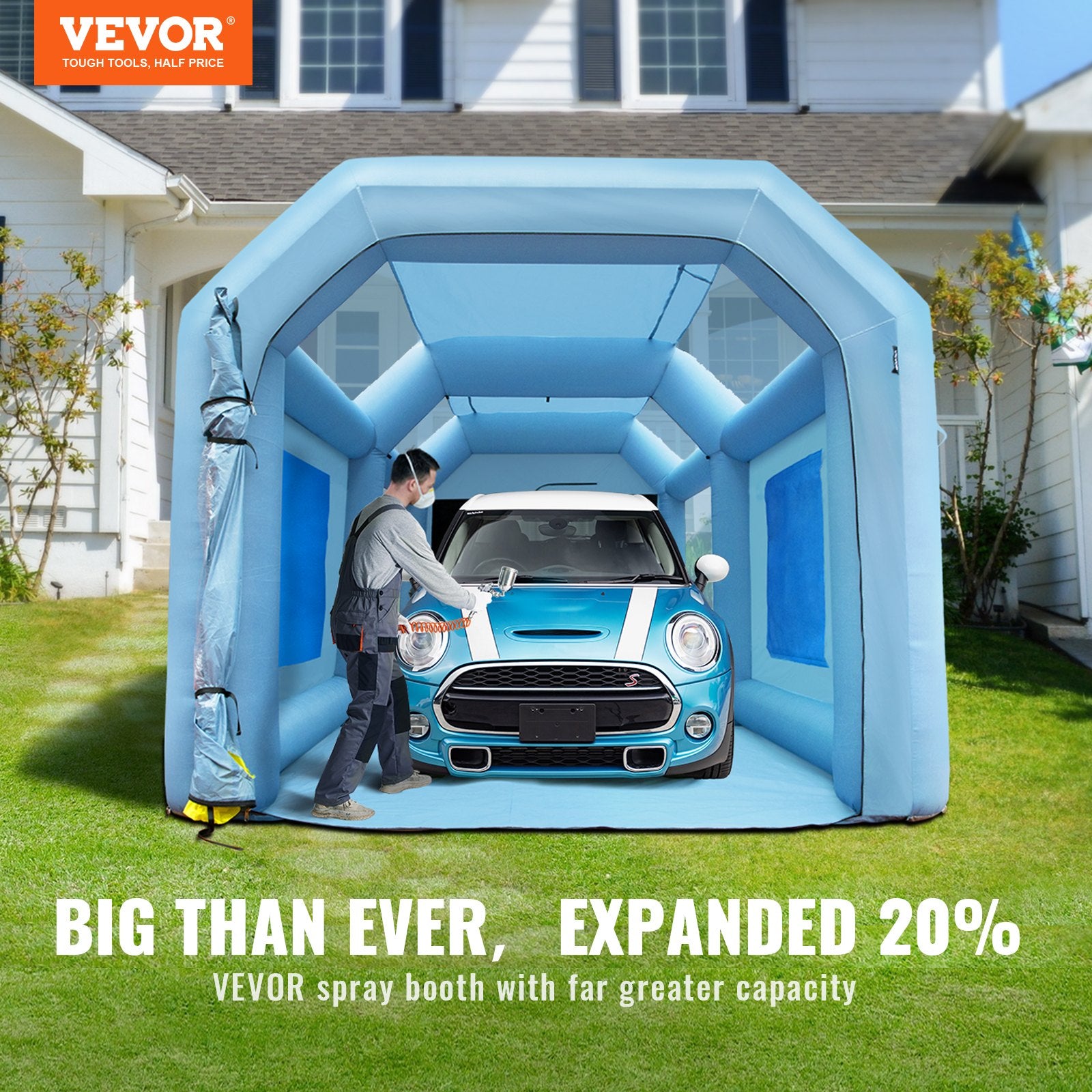 Inflatable Spray Booth Car Paint Tent 20x10x8ft Filter System 2 Blowers V952-CQSPQFLSS2010Y97FV3