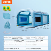 Inflatable Spray Booth Car Paint Tent 20x10x8ft Filter System 2 Blowers V952-CQSPQFLSS2010Y97FV3