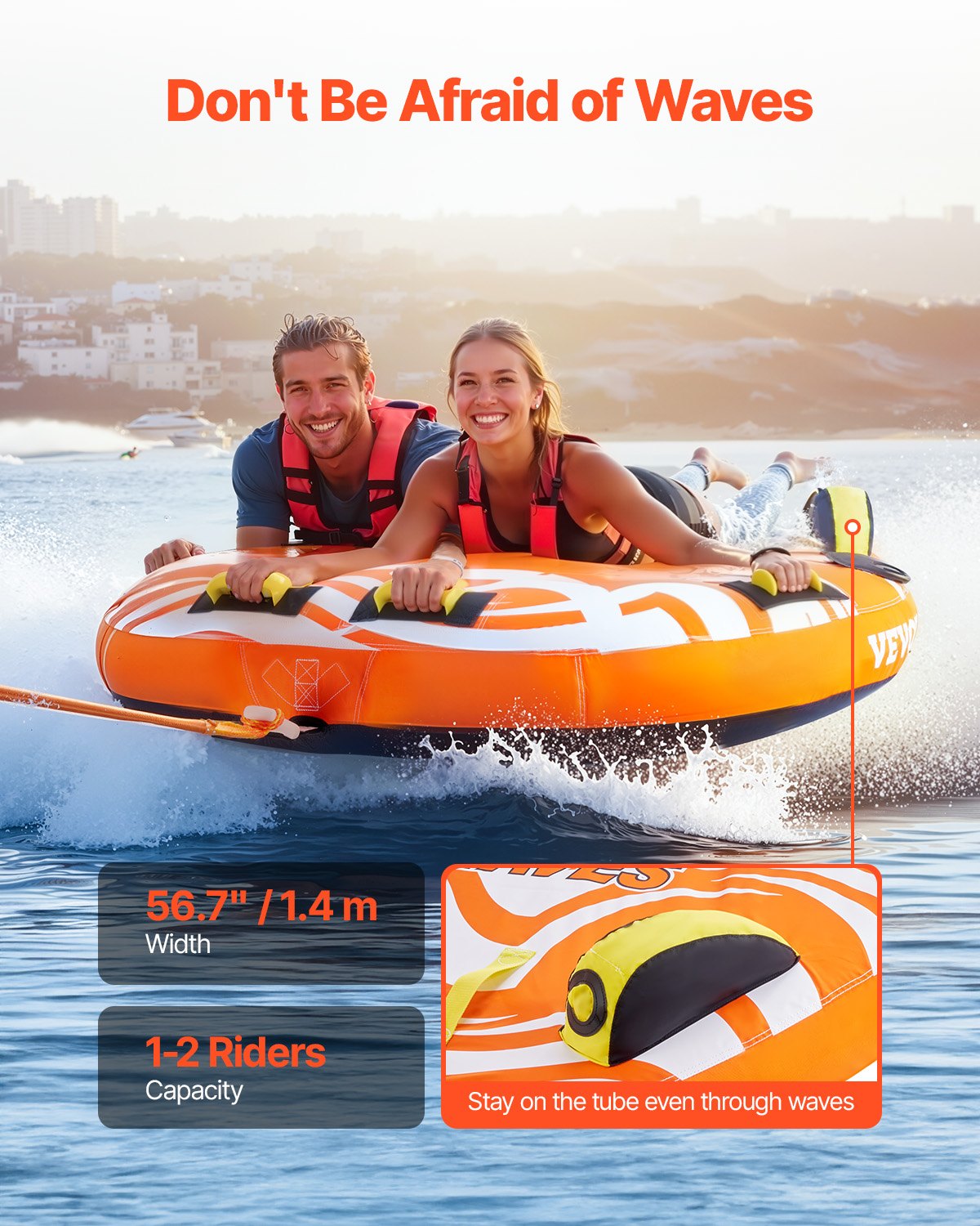 Towable Tube for Boating 1-2 Riders Inflatable Boat Tubes and Towables V952-CQTL2PDDX2R0W0X83V0